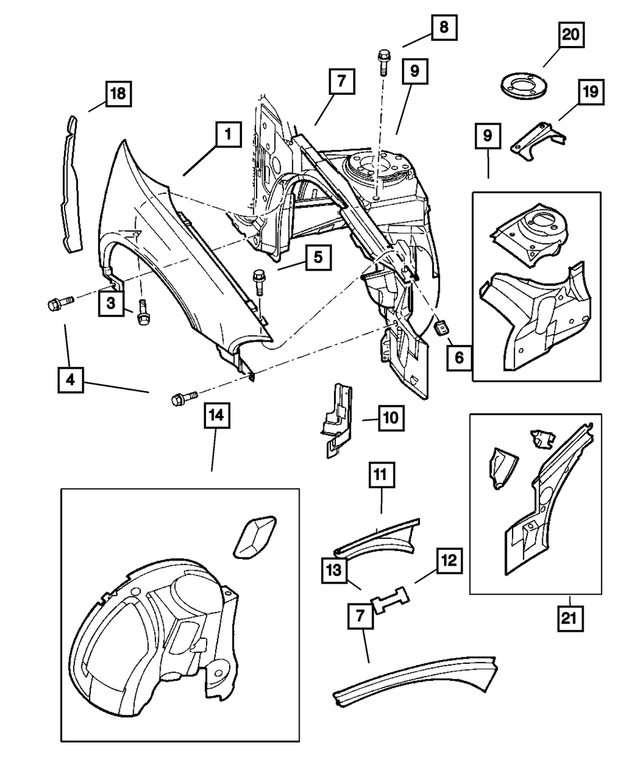 « 5003060AD – Body Sheet Metal Except Doors : Aile Panneau, Côté Droit pour Mopar Image »