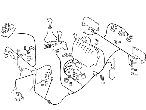 Cable Harnesses Used for Tail Lamps, Fuel Pump, and Transmission for 1989 Mercedes-Benz 190E #0