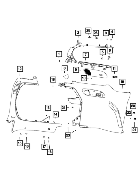Panels - Moldings - Scuff Plates, Pillar, Cowl, 1/4 Panel Trim and Cargo Covers for 2024 Chrysler Voyager #1