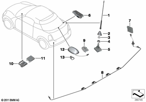 Single Parts Antenna for 2013 Mini Cooper #0