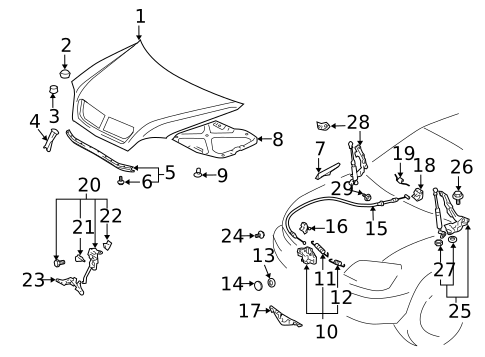 Hood & Components for 2008 Lexus RX400h #0