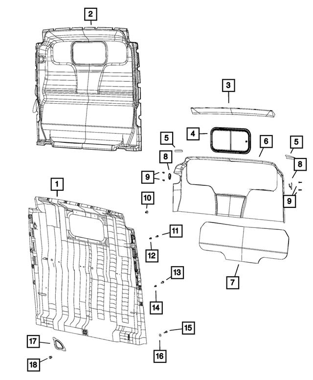 68423111AA - Body Sheet Metal Except Doors: Cargo Partition for Ram: ProMaster 1500, ProMaster 2500, ProMaster 3500, ProMaster EV Image