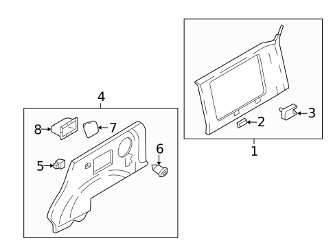 Interior Trim - Quarter Panels for 2003 Hyundai Santa Fe #0