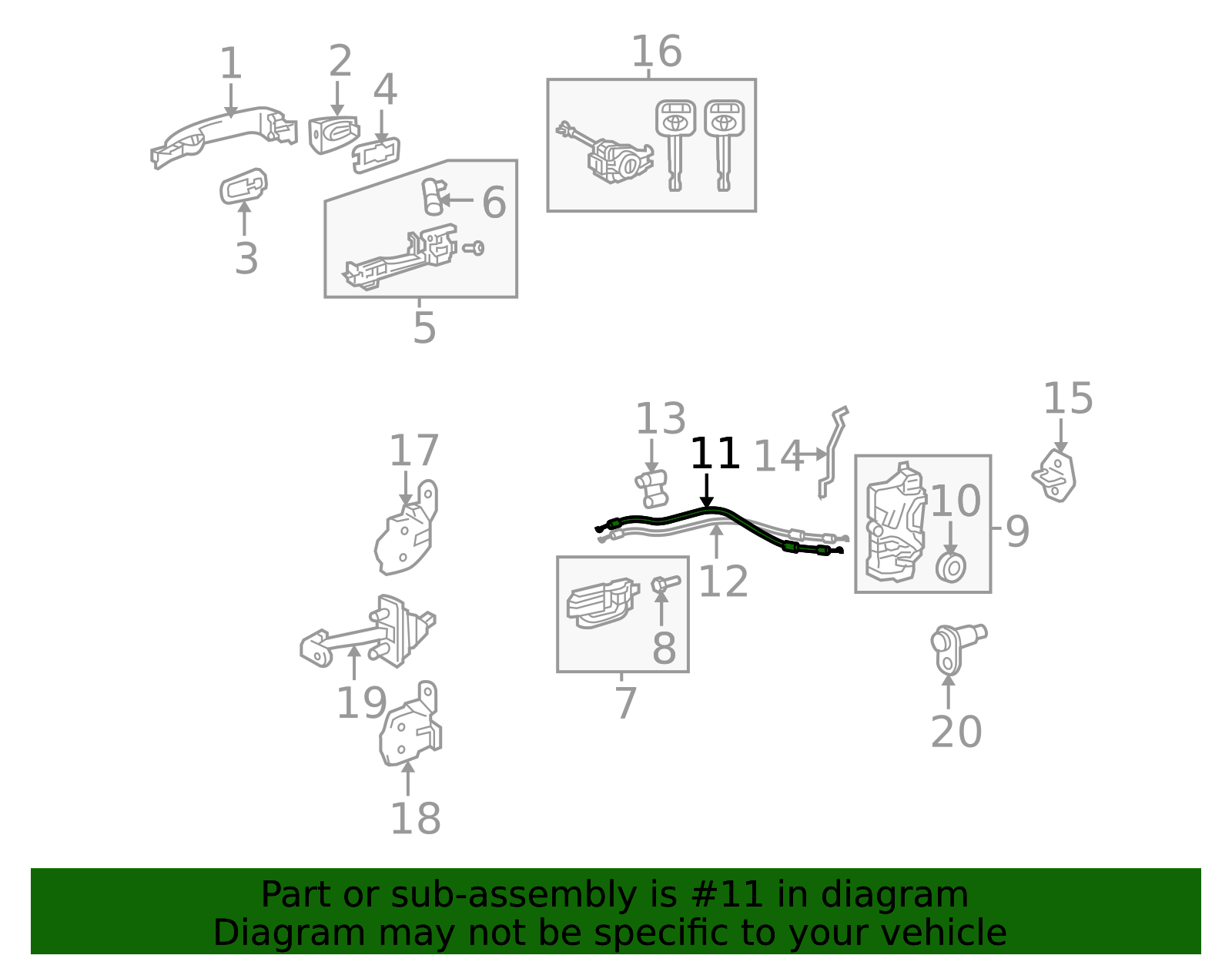 69750-04010 - Door Latch Cable 2005-2014 Toyota Tacoma | Longo Toyota Parts