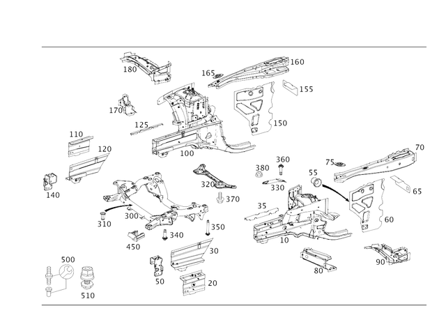 2046200314 - Front-End Assembly, Front Panel: Holder for Mercedes-Benz: C250, C300, C350, C63 AMG, GLK250, GLK350 Image image