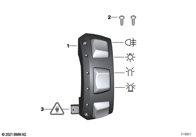 61318406096 - General Electrical System: Auxiliary Switch, Right - Grau/grey for BMW-Motorrad Image