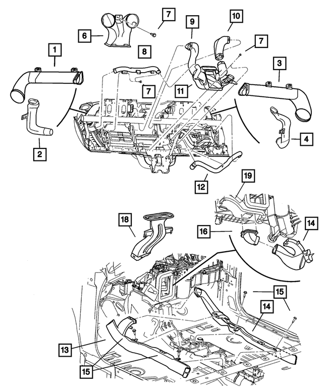 5264811AE - Air Conditioning &amp; Heater: Air Outlet Distribution Duct for Mopar Image
