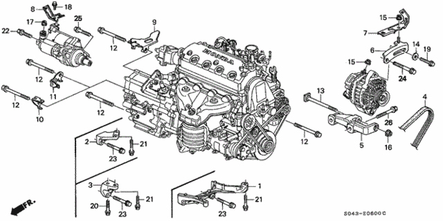 Alternator Bracket - Engine Stiffener for 1997 Honda Civic #0