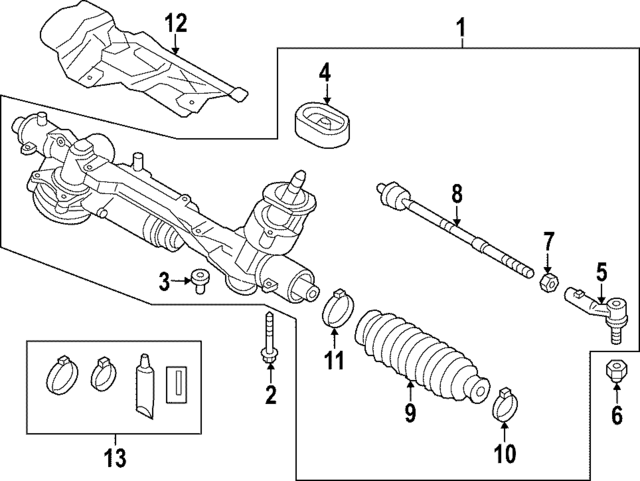 8Y1423053D - Steering: Gear Assembly for Audi Image
