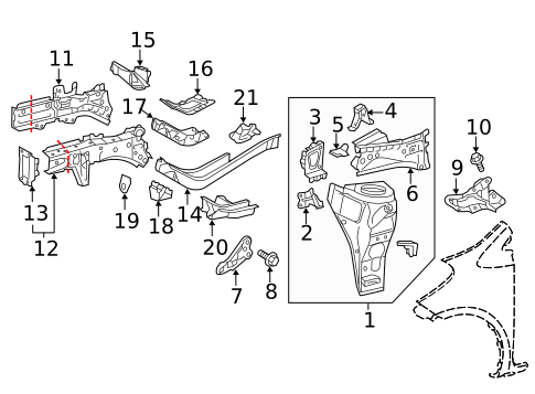 Structural Components & Rails for 2015 Scion iQ #0