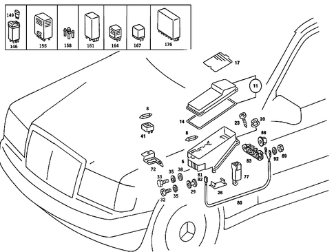 Fuse Box and Relay for 1989 Mercedes-Benz 190 E #6