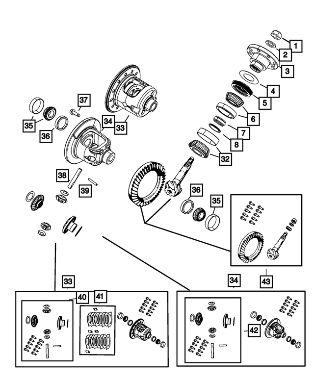 68019471AA - Rear Axle; Dana 226 MM; Differential and Drive Line: Differential Pinion Shaft for Mopar Image