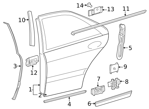 Exterior Trim - Rear Door for 2006 Mercedes-Benz S 500 #0