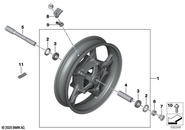 36315A63FB4 - Wheels and Tires: Cast Wheel Sport Black Front - 3.5X17 for BMW-Motorrad Image