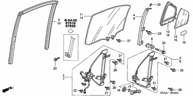Rear Door Windows - Door Regulator for 2004 Honda Civic #0