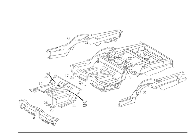 1246101125 - : Reinforcement for Mercedes-Benz: 260E, 280E, 300TD, 300TE, 400E, 500E Image