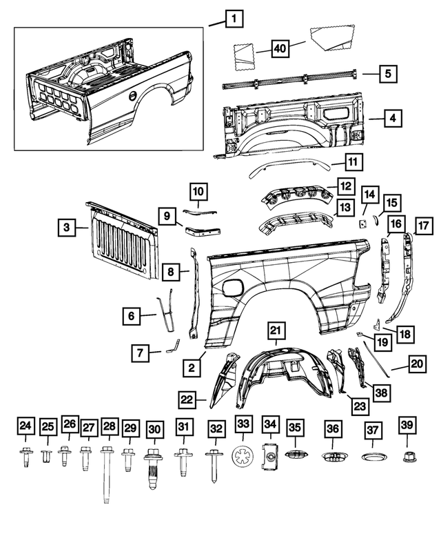 68669063AA - Body Sheet Metal Except Doors: Pickup Box for Mopar Image image
