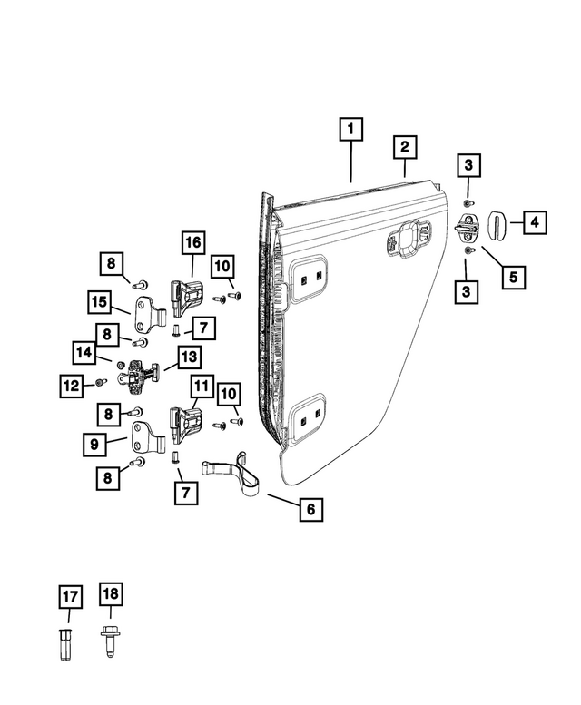 68299874AA - Doors, Door Mirrors and Related Parts: Rear Door, Right for Jeep: Gladiator, Wrangler Image