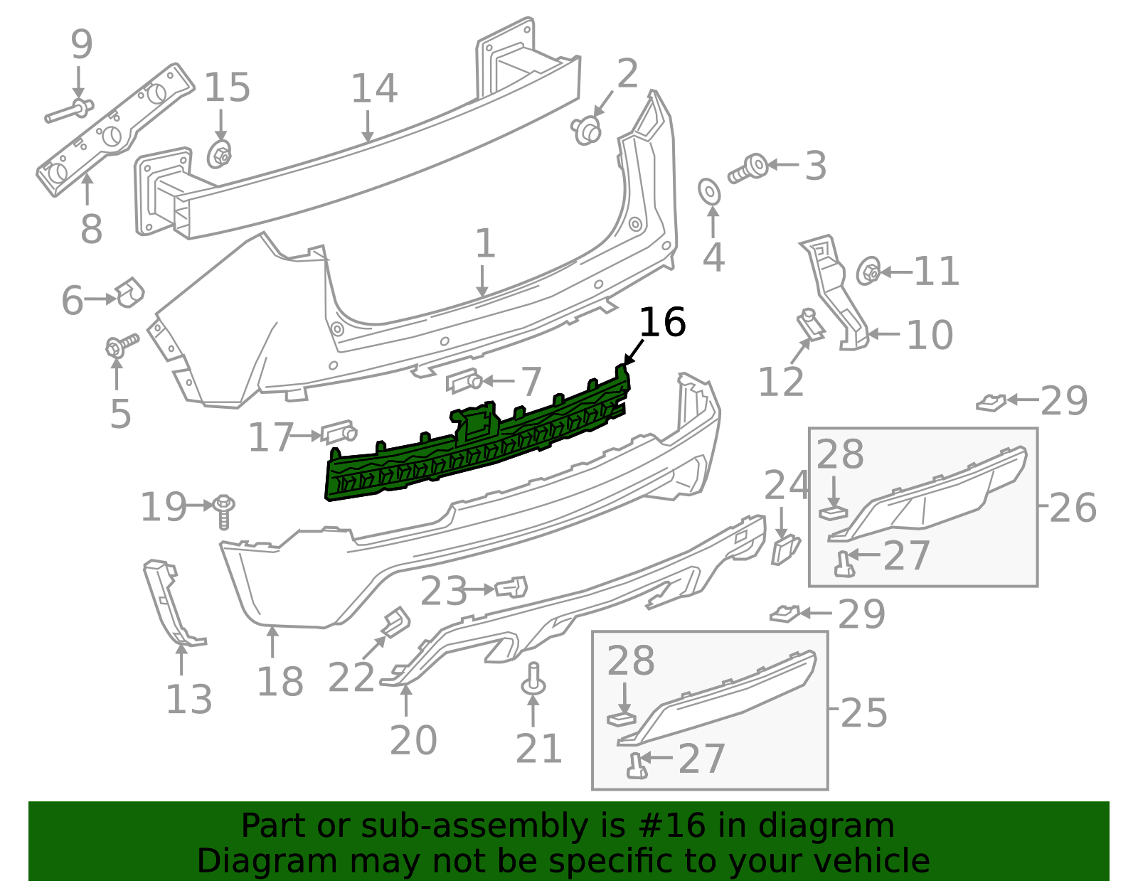 2019-2023 Cadillac XT4 Rear Bumper Fascia Energy Absorber 84654334 GM ...