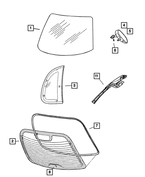 Glass and Rear View Mirror for 2002 Chrysler PT Cruiser #0