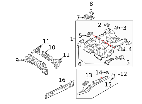 Rear Floor & Rails for 2005 Mazda 3 #0