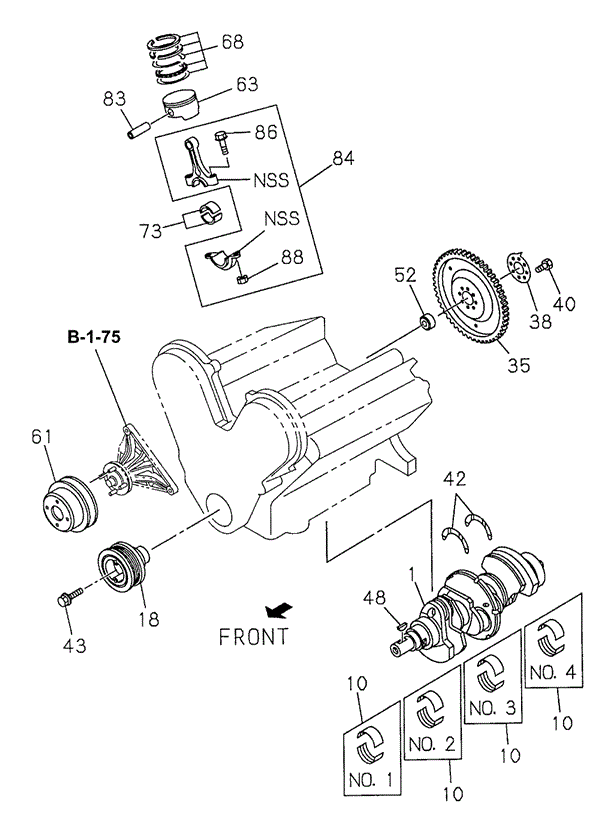 Crankshaft - Piston  - Flywheel for 1998 Acura SLX #0
