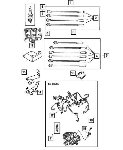 Spark Plugs-Cables-Coils for 2002 Chrysler Voyager #0
