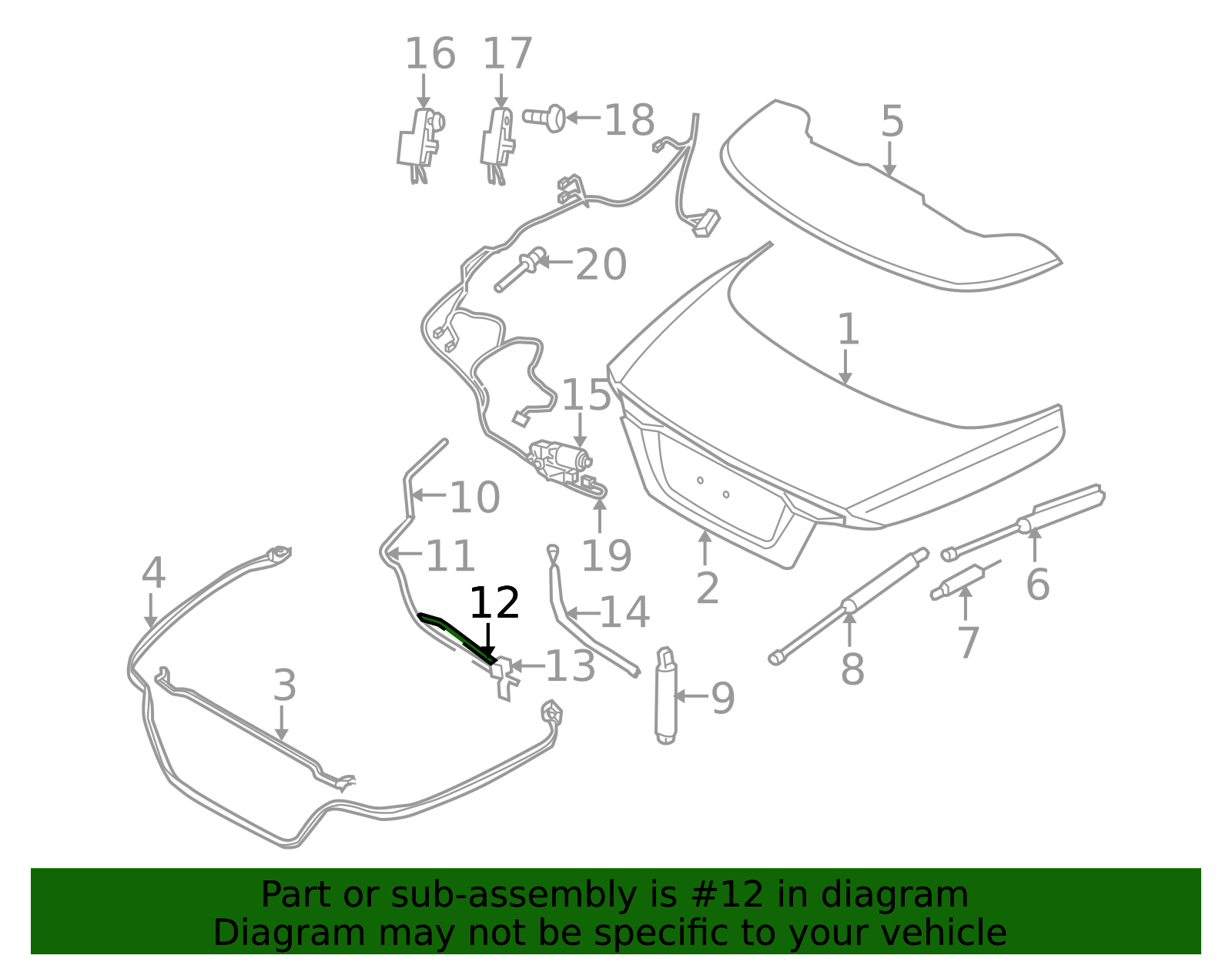 2006-2013 Volvo C70 Convertible Top Stowage Compartment Drain Hose ...
