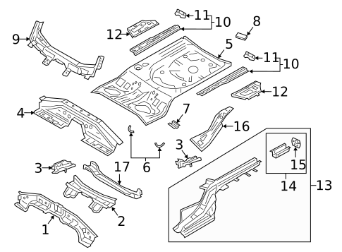 Rear Floor & Rails for 2024 Mazda 3 #1