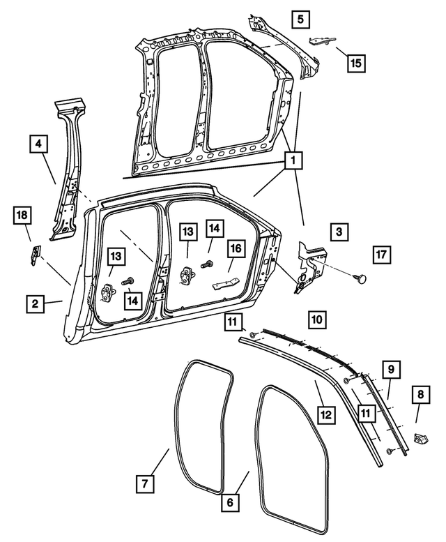 55275683AC - Body Sheet Metal Except Doors: Bodyside Seal Retainer, Left for Mopar Image image