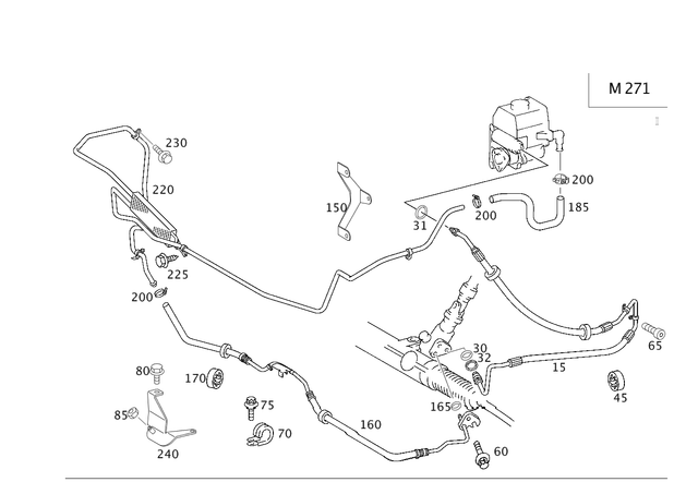 2034666281 - Steering: Flex. High-Pressure Hose for Mercedes-Benz: C230, C280, C350, CLK350 Image image