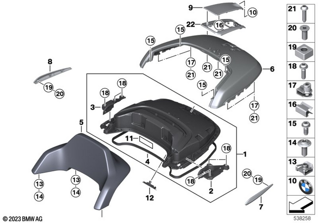 46549480308 - : Frame, Topcase Trim - Chrome for BMW-Motorrad Image