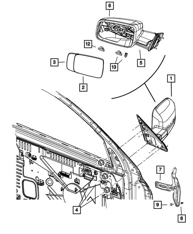 6KE871BUAD - : Outside Rearview Mirror, Left for Mopar Image