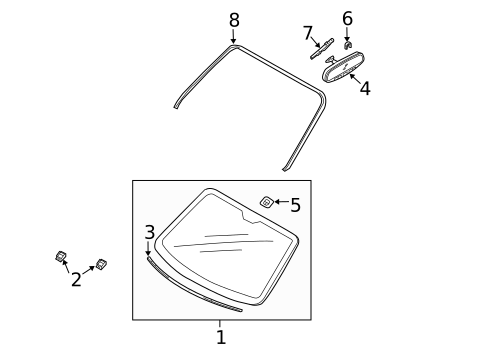 Glass - Windshield for 2005 Kia Sorento #0