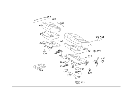 Rear Seat Cushion, Rear Backrest for 2002 Mercedes-Benz ML500 #0