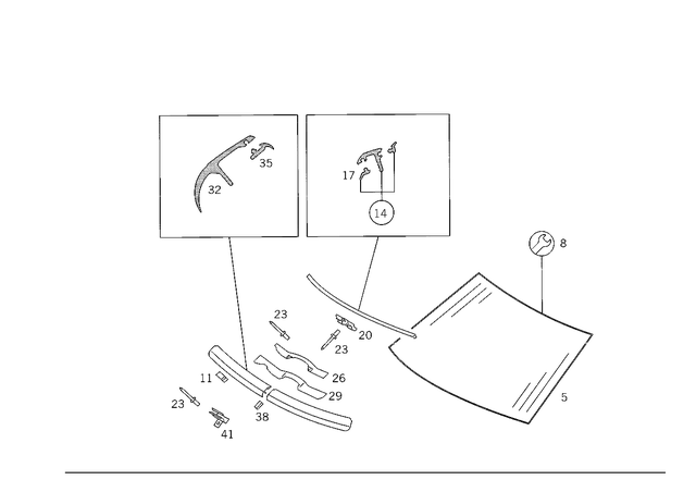 1159880778 - Windows: Clip for Mercedes-Benz: 190, 190D, 190E, 200, 200D, 220, 250C, 250S, 250SE, 300CE, 300D, 300E, 300TD, 300TE, 450SE, 450SEL Image image