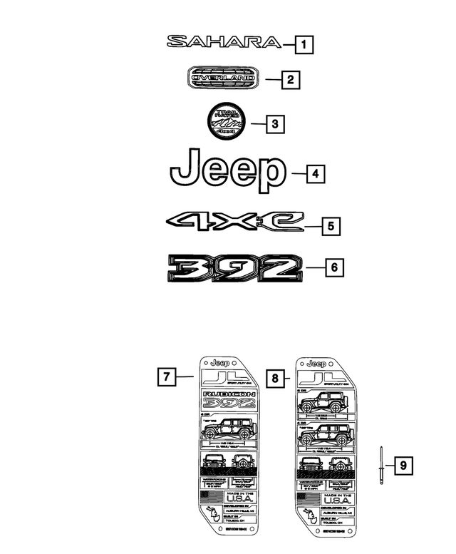 68682648AA - Exterior Ornamentation: Nameplate, Right Or Left for Mopar Image