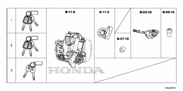 Key Cylinder Set for 2017 Honda Accord #0