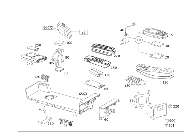 2218200835 - Electrical System: Mobile Telephone for Mercedes-Benz: 300S, C230, C240, C280, C320, C350, C55 AMG, CL550, CL600, CL63 AMG, CL65 AMG, CLK320, CLK350, CLK500, CLK55 AMG, CLK550, CLK63 AMG, CLS500, CLS55 AMG, CLS550, CLS63 AMG, E320, E500, E55 AMG, G55 AMG, G550, G550 4x4, G63 AMG, G65 AMG, GL320, GL550, ML320, ML500, ML550, ML63 AMG, R320, R350, R500, S350, S400, S600, S63 AMG, SLK280, SLK300 Image image