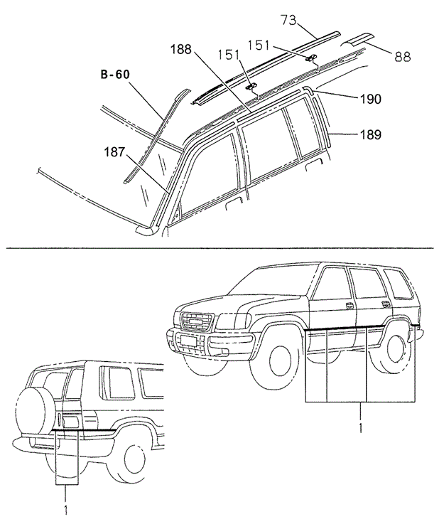 Molding (Side - Roof) for 1998 Acura SLX #0