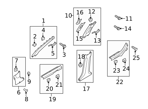 Interior Trim - Pillars for 2011 Kia Forte #0