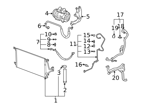 Condenser, Compressor & Lines for 2005 Chevrolet Colorado #7