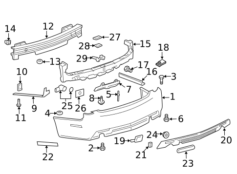 Bumper & Components - Rear for 2009 Cadillac CTS #0