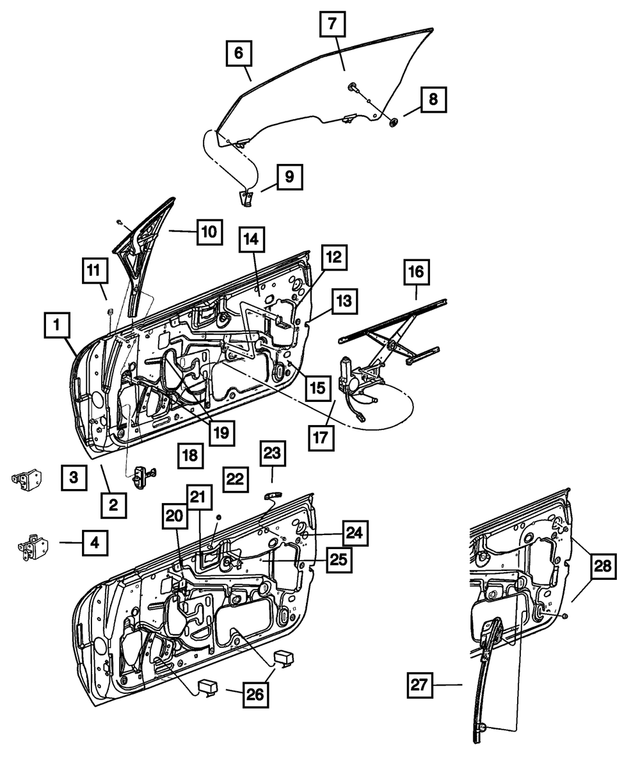 5027197AG - Doors and Related Parts: Front Door, Left for Mopar Image