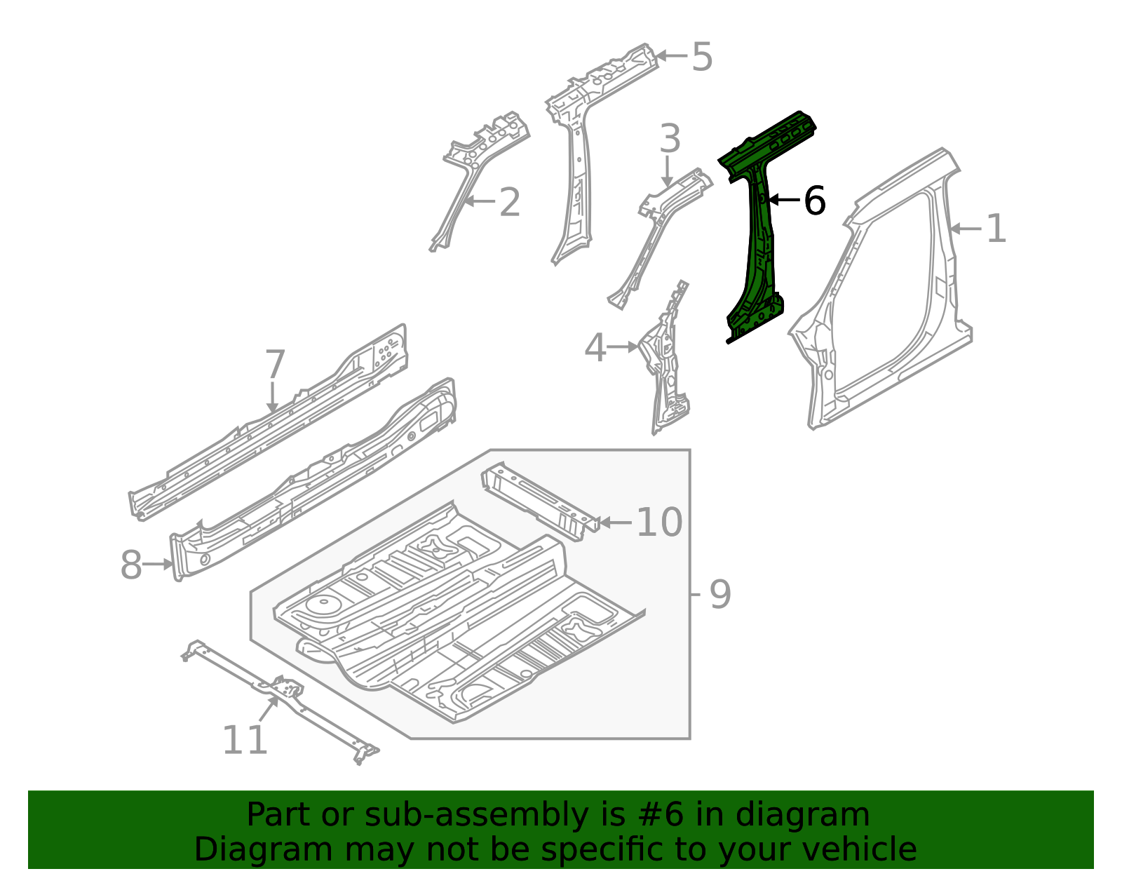 8A8Z-7424383-A - Body B-Pillar Reinforcement - 2009-2019 Ford Flex ...