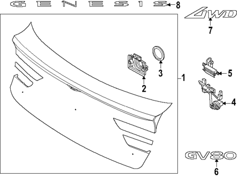 Exterior Trim - Lift Gate for 2025 Genesis GV80 Coupe #0