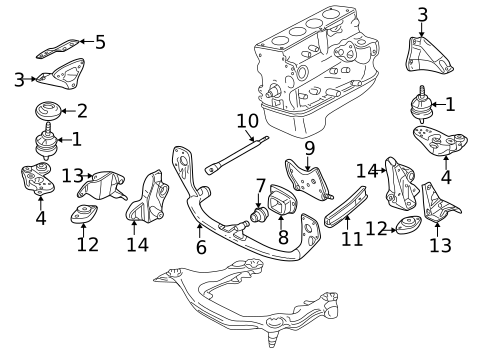 Engine & Trans Mounting for 1999 Volkswagen Passat #0