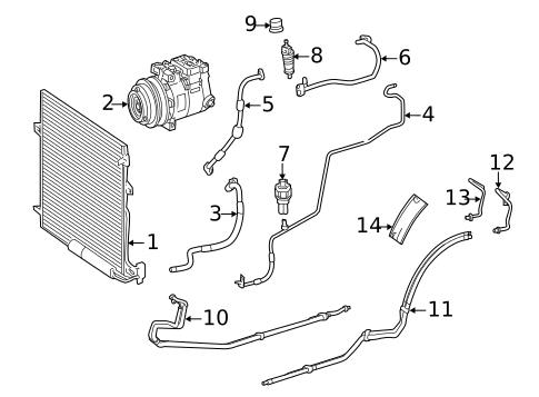 Condenser, Compressor & Lines for 2011 Mercedes-Benz R 350 #0