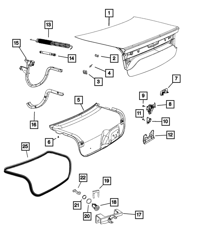 68660719AA - Body Sheet Metal Except Doors: Decklid for Mopar Image