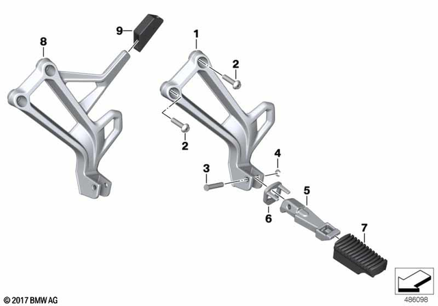 46711613671 - Frame and Mounting Parts: Right Rear Footrest Holder -  for BMW-Motorrad Image